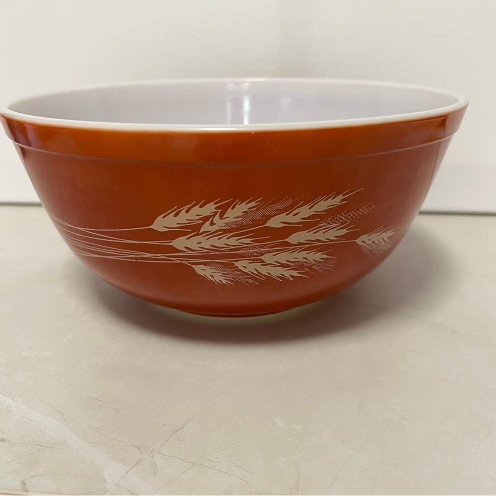 PYREX 403 Autumn Harvest Mixing Bowl Vintage 80’s Orange Wheat Collectible